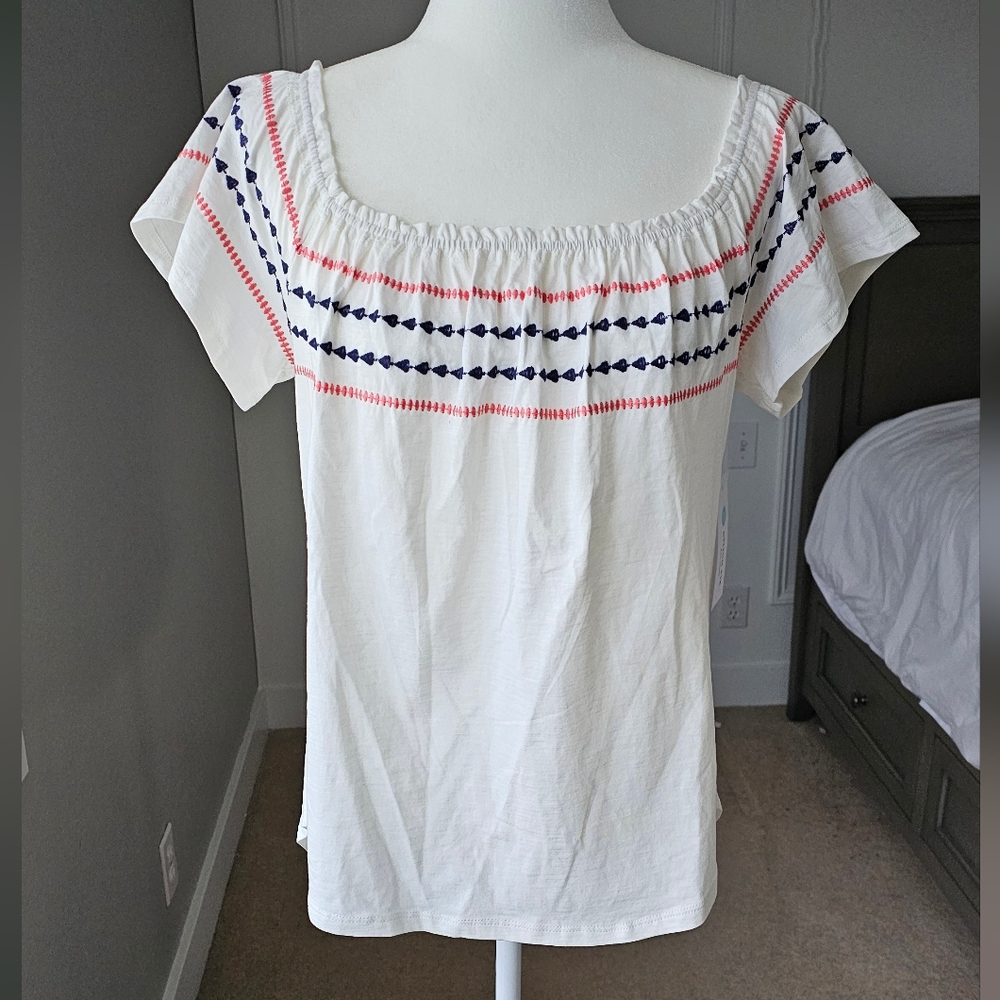 Boho Peasant Top, White Ruched Square Neckline Boho Women's Off the Shoulder Top